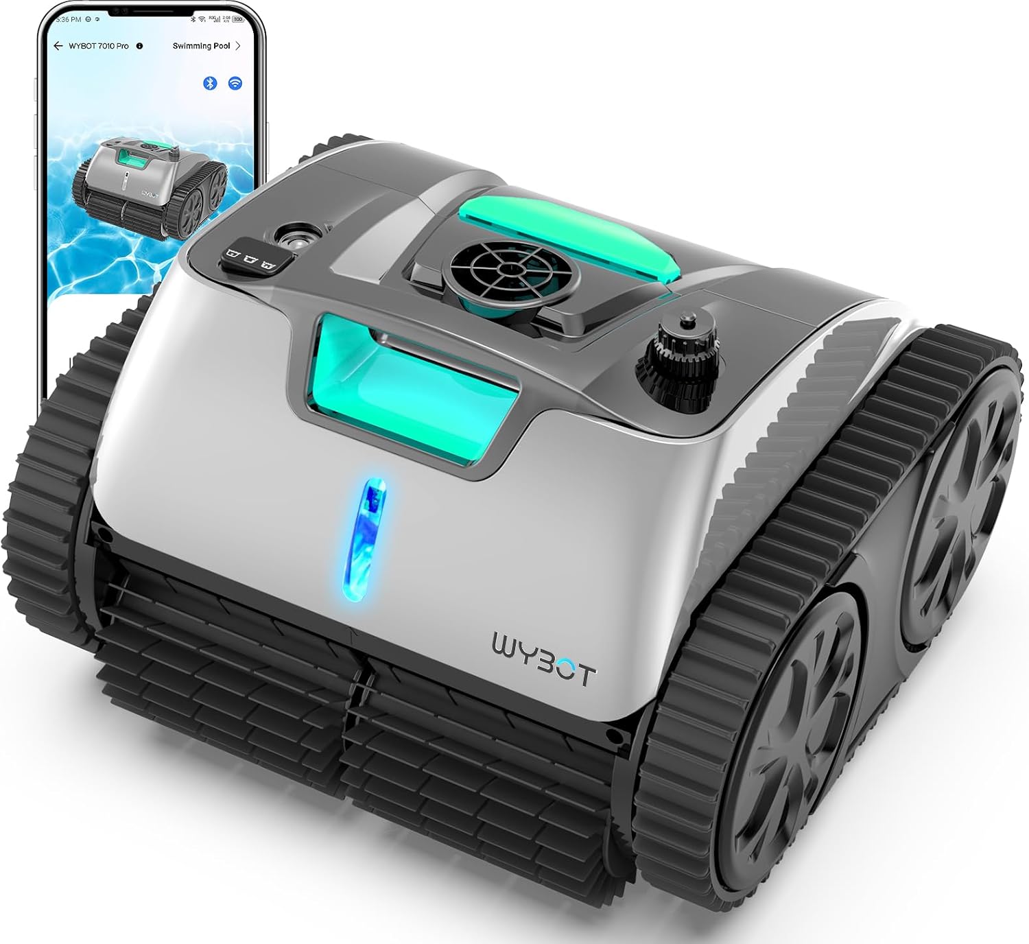 WYBOT Cordless Wall Climbing Robotic Pool Cleaner with APP Mode, Smart Mapping Tech, Lasts 180mins, Automatic Pool Vacuum Robot with Powerful Suction, Fast Charging Fit for Inground Pools