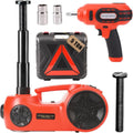 ROGTZ Upgraded Electric Hydraulic Car Jack Kit 5 Ton 12V Portable Lift Range 20.9 Inch with Impact Wrench and Tire Inflator Pump for SUV Sedan Truck Repair Floor Jack for Tire Change with LED Light