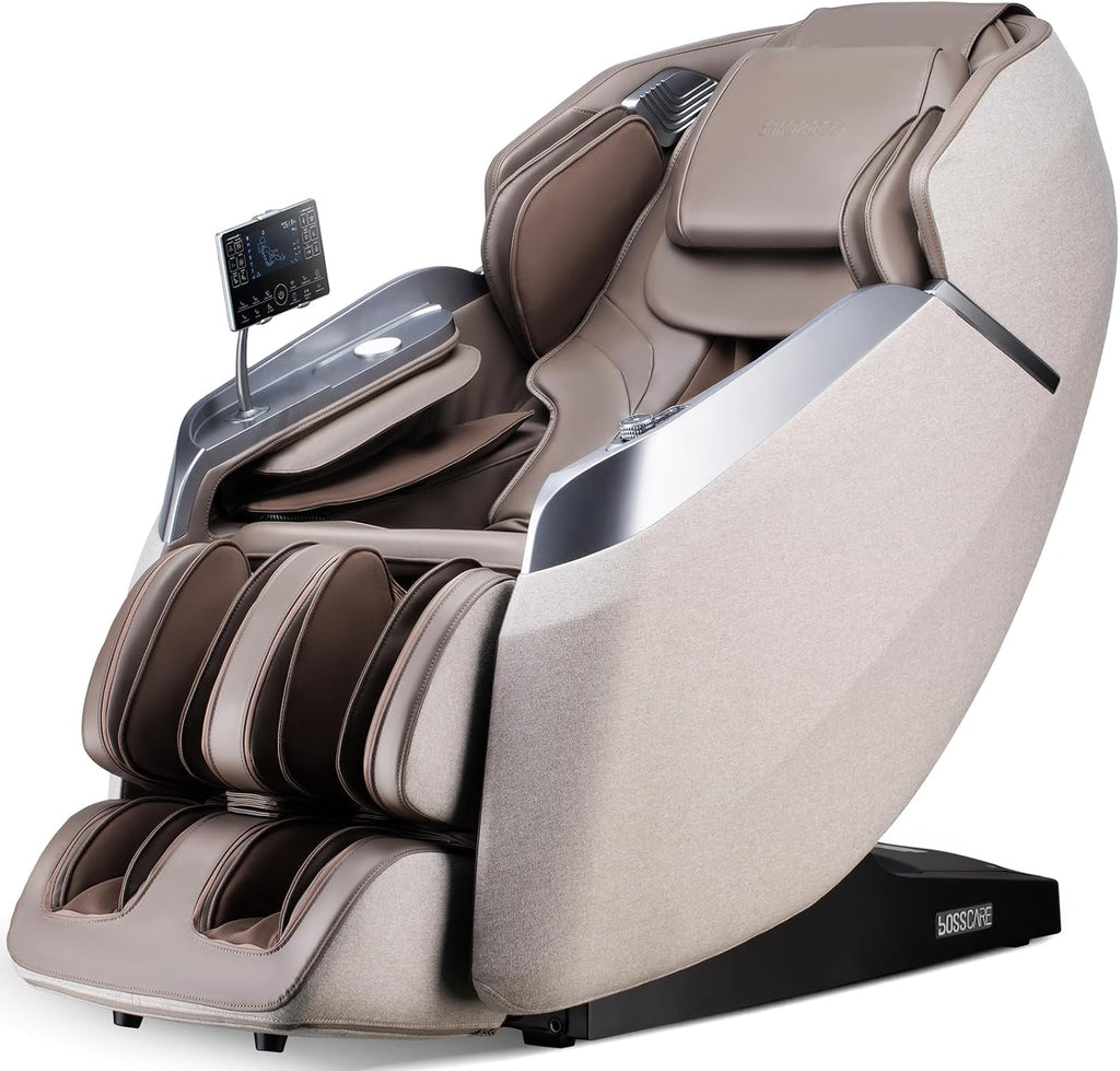 2026 4D Massage Chair Full Body, 24 Modes Zero Gravity SL-Track Shiatsu Recliner- AI APP Control Airbag Massage with Body Scan, Deep Yoga Stretch, Foot Rollers, Built-in Heat System(Brown)