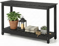 Outdoor Console Table, 48' Weather Resistant HIPS Patio Side Table, 440LBS Weight Capacity, 2-Tier Multifunctional Buffet Bar Storage Organizer for Garden Deck, Black
