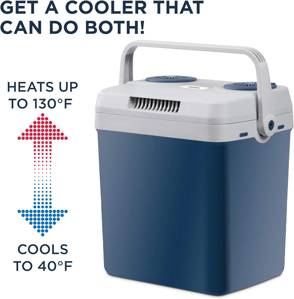 Ivation Electric Cooler & Warmer with Handle |27 Quart (25 L) Portable Thermoelectric Fridge For vehicles & Trucks| 110V AC Home Power Cord & 12V Car Adapter for Camping, Travel & Picnics