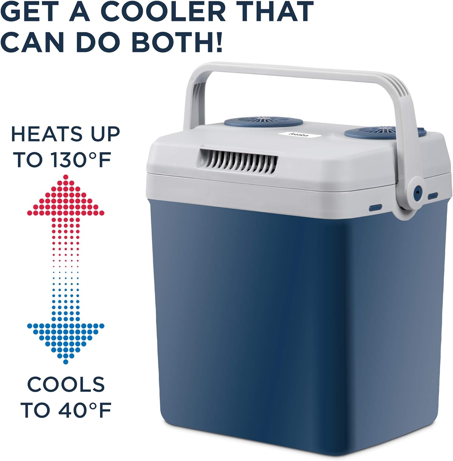 Ivation Electric Cooler & Warmer with Handle |27 Quart (25 L) Portable Thermoelectric Fridge For vehicles & Trucks| 110V AC Home Power Cord & 12V Car Adapter for Camping, Travel & Picnics