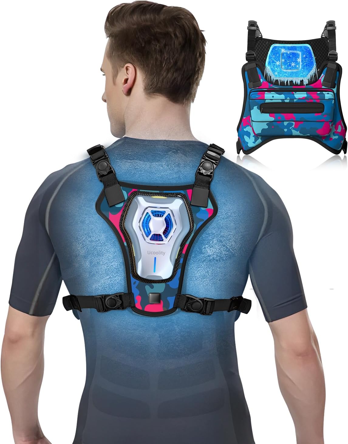 Portable Wearable Fan Rechargeable with Cooling Plate, Lightweight Cooling Vest, Portable Back Air Conditioner, Personal Fan