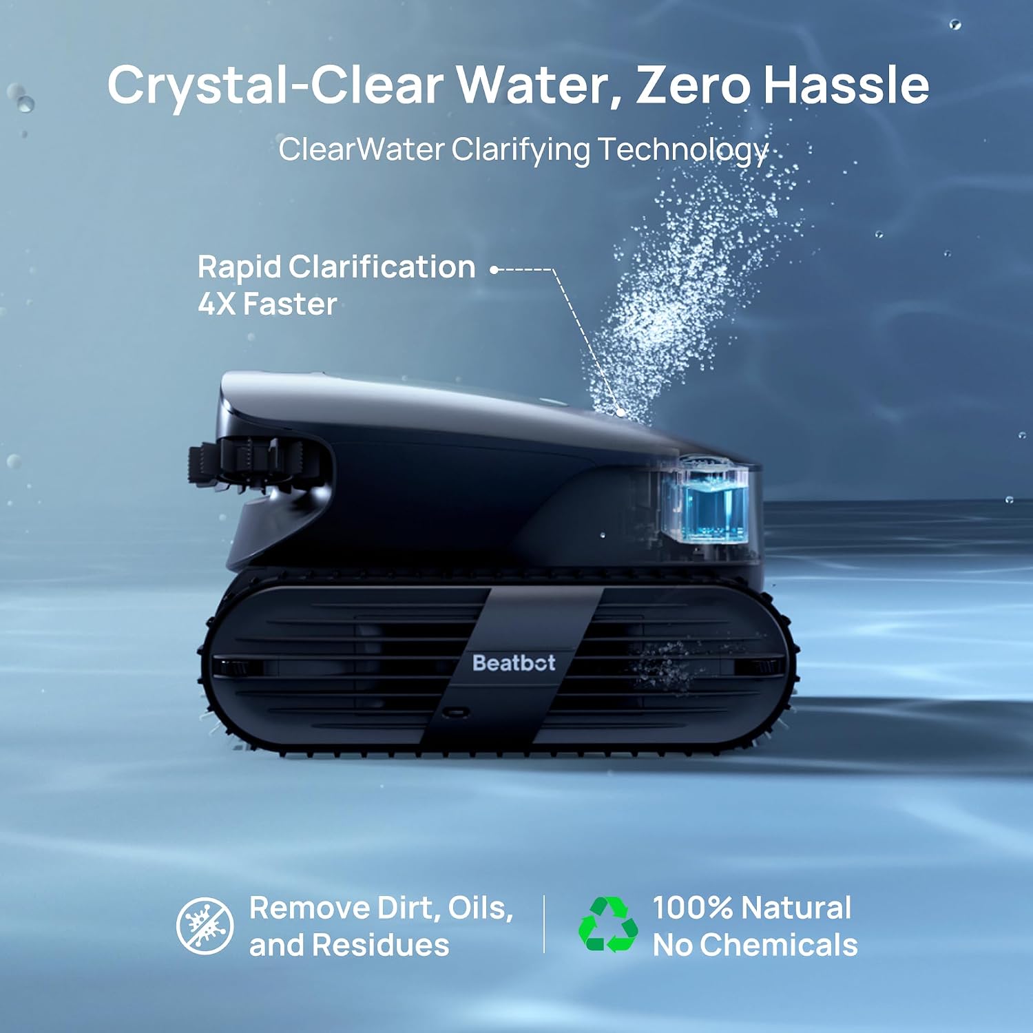 Beatbot AquaSense 2 Ultra Cordless Robotic Pool Cleaner for Complex Pools, Mapping with AI Camera, 5-in-1 Cleaning, Smart Surface Parking, Skimmer with APP Control, Water Clarification – Abyssal Blue
