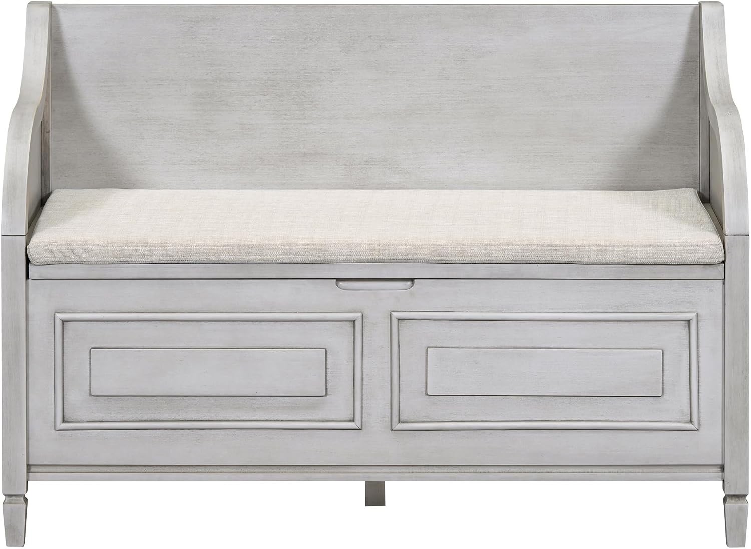 Bellemave Storage Bench with Safety Hinge Wooden Entryway Benches with Shoe Cabinets Under Seat Multifunctional Storage Bench for Entryway, Foyer or a Mudroom (Grey Wash + Beige)