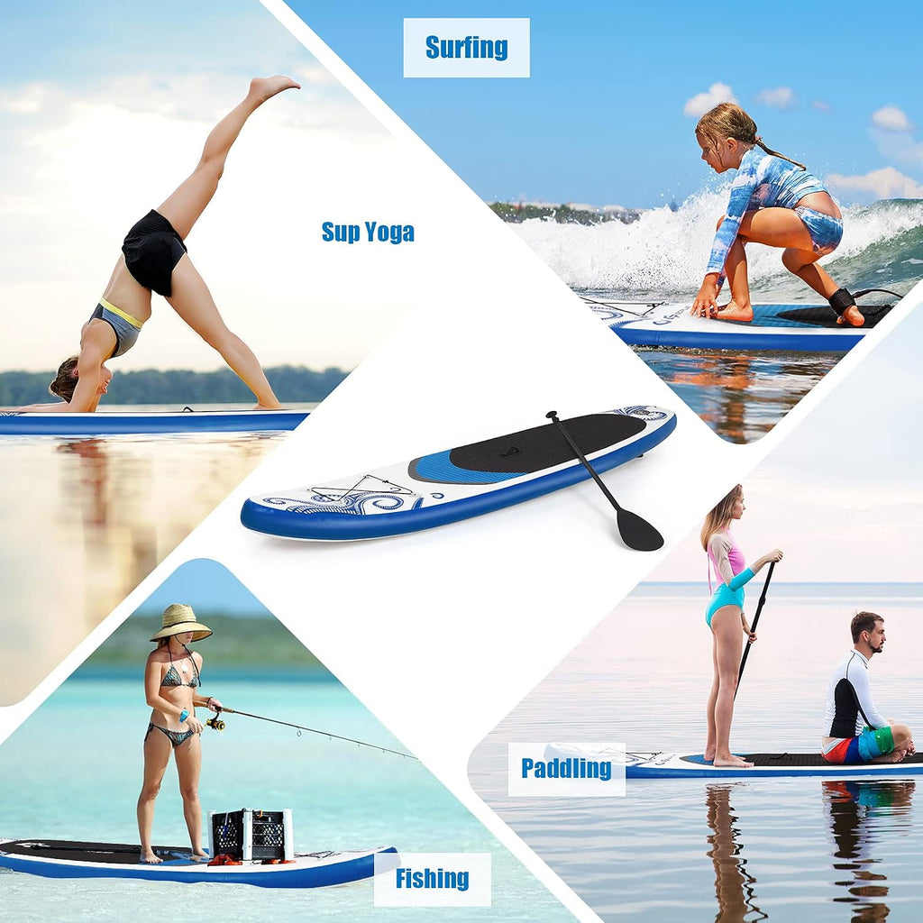 GYMAX Inflatable Stand Up Paddleboard, 6.5' Surfing Boarding with Hand Pump, Adjustable Paddle, Repair Kit, Carrying Bag & Removable Fin, Heavy Duty for Adult Beginner Teenager