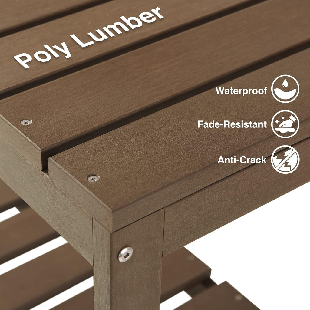 Psilvam Outdoor Potting Bench Table, HDPS Potting Bench with Storage, Outdoor Potting Table for Porch, No Rust, No Fade, Rot-Resistant (Brown)