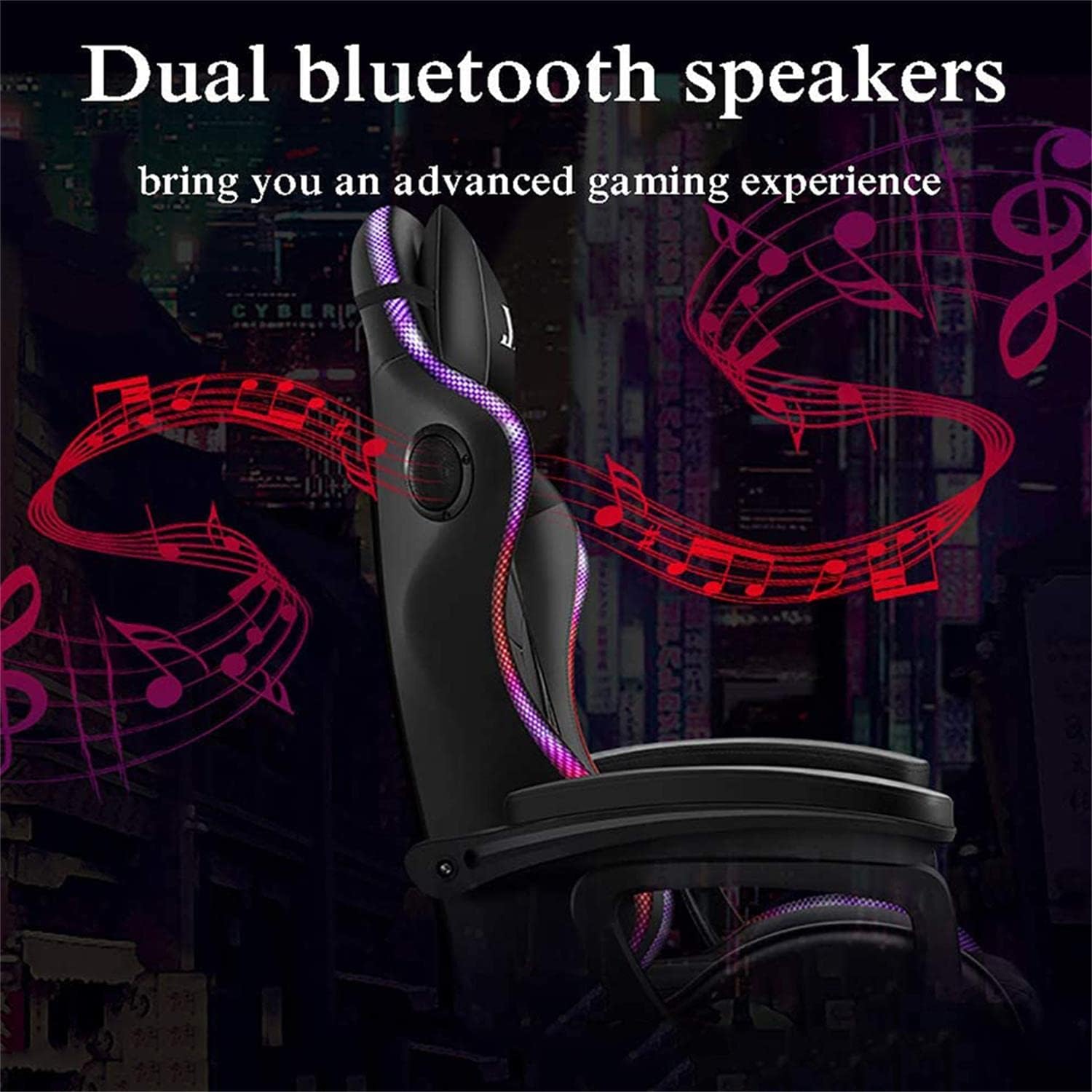 XOOFMASS RGB Gaming Chair with Massage and Footrest Large Ergonomic Computer Desk Chair Video Gaming Chair with Speakers and LED Light Effect, 90°-135° Adjustable Reclining Gamer Chair,Pink