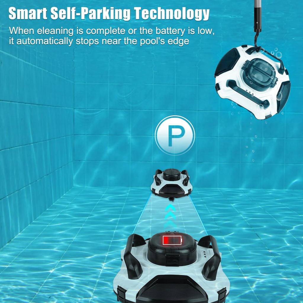 (2026 Upgrade) TCEUMIK Cordless Robotic Pool Cleaner 150 Mins Runtime, Automatic Pool Robot Vacuum with Dual Motors Climbs Slopes Under 23° Above Ground Pool & In-Ground Flat Pools Up to 914 Sq.Ft