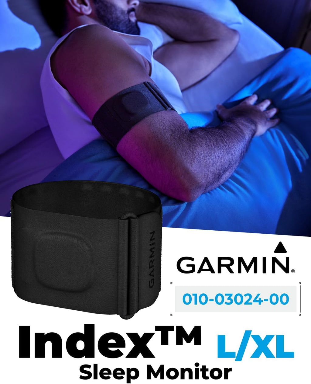 Garmin Index Sleep Monitor (L/XL) – Smart Sleep Band with Advanced Sleep Tracking & Recovery Metrics, HRV, Skin Temperature & Women's Health Tracking, Garmin Connect Compatible PowerBank