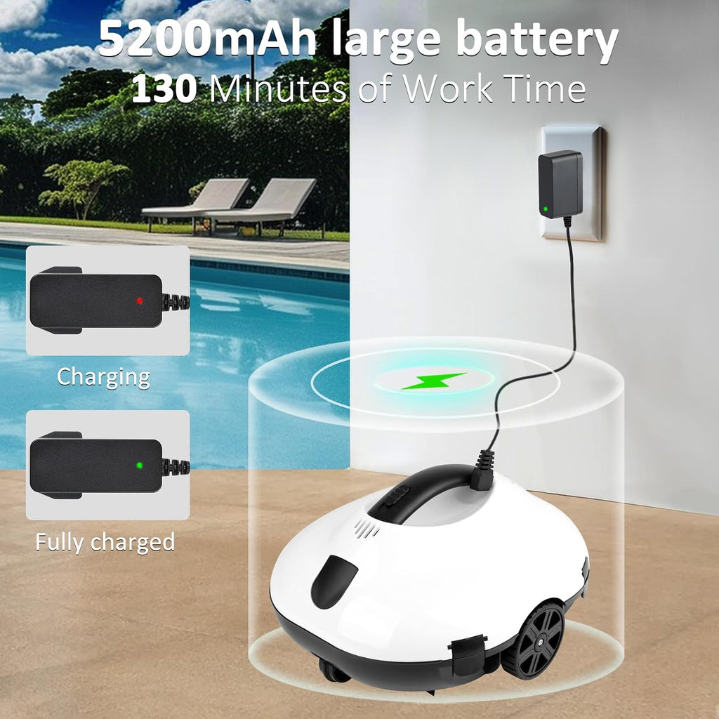 2025 Cordless Pool Cleaner Robot, Robotic Pool Vacuum for Inground Pool, 120 Mins Runtime Lightweight Pool Vacuum for Flat-Bottom Swimming Pools Powerful Robot up to 860 sq.ft