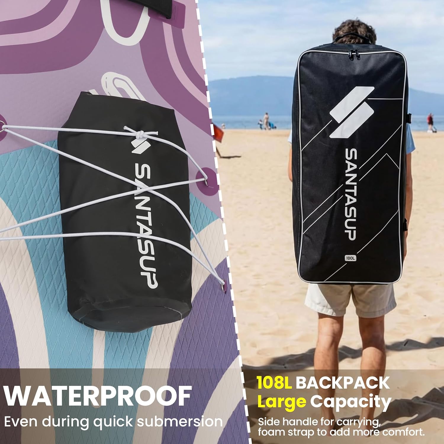 10'6'/11'Wide Inflatable Stand Up Paddle Board for Adults & Youth of All Skill Levels, with Premium SUP Paddleboard Accessories, Anti-Slip EVA Deck