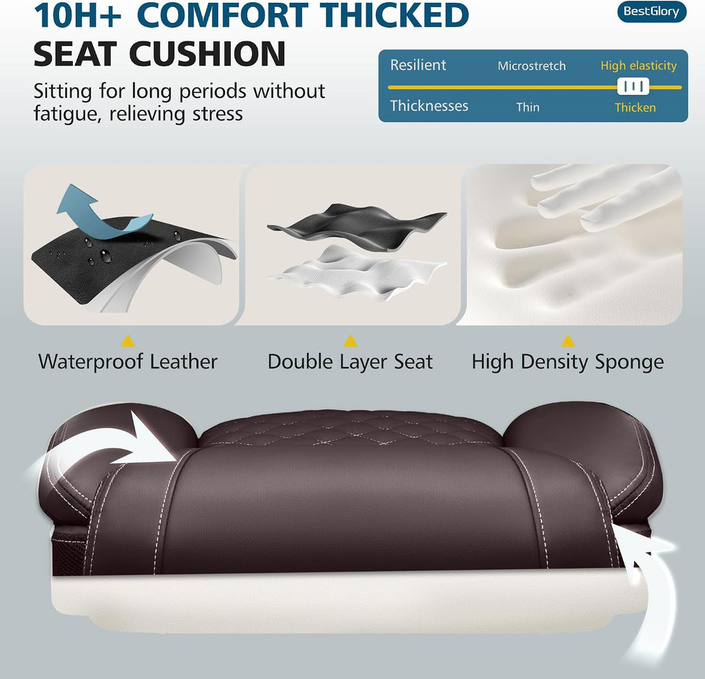Office Chair, Executive Leather Office Chairs with Rocking Function, Big and Tall Ergonomic Computer Chair with Lumbar Support Flip-Up Armrests, Comfortable Gaming Chairs for Home Ofiice
