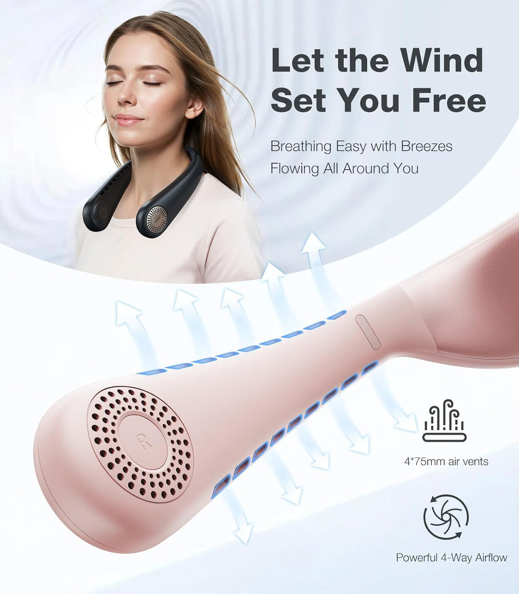 TORRAS COOLiFY Air 2026 Upgraded Neck Fan Air Conditioner, Ultra-Light Portable Fan Rechargeable, Personal Cooling Neck with 3 Modes Fan/Cooler/Heat for Travel, Camping, Outdoor Gift for Women, Pink