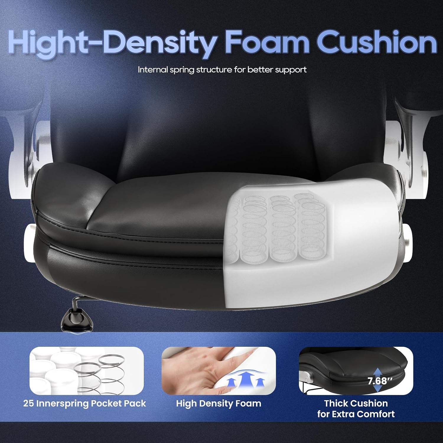 MALOL Office Chair Big and Tall- High Back Executive Office Chair- Ergonomic Home Computer Desk Chair with Padded Flip-up Arms, Adjustable Lumbar Support, Wide & Thick Seat for Adult-Black