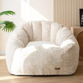 MAXYOYO Giant Bean Bag Chair, Oversized Bean Bag Couch for Adults and Kids, Faux Fur Shell-Shaped Large Chair with Filler, Stuffed Big Accent Sofa Lounge Floor Sofa for Reading, Beige, Standard