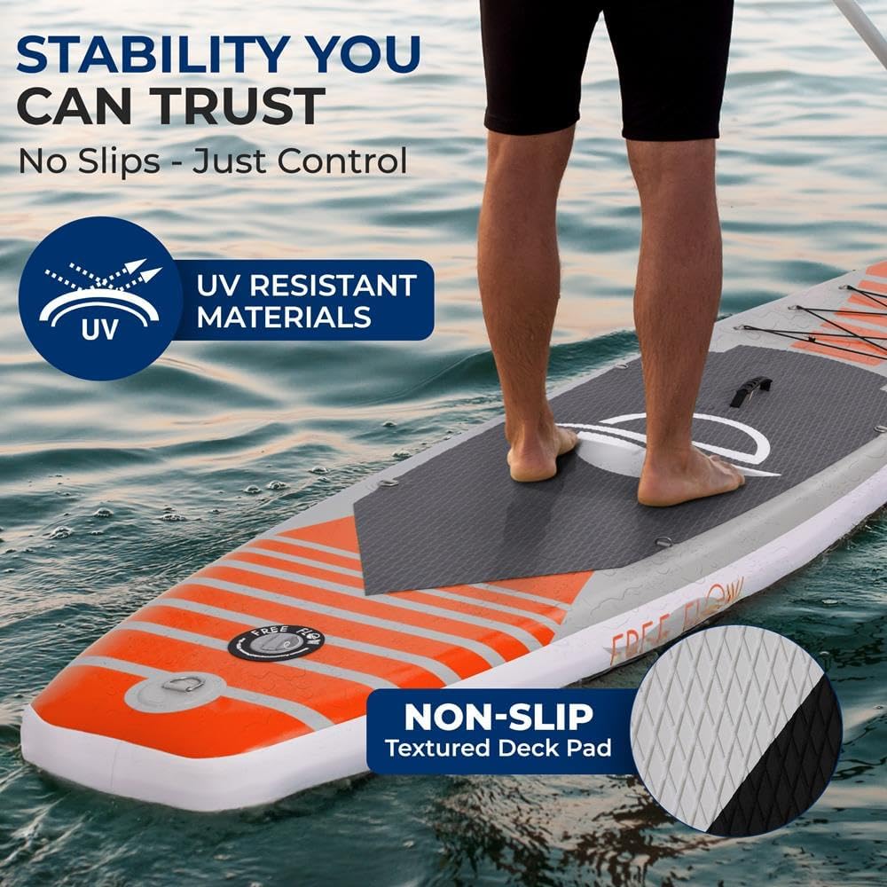 SereneLife Inflatable Stand Up Paddle Board - Wide Stable Design, Non-Slip Deck for Adults & Youth with Premium Paddle Board Accessories: Carry Bag, Dual Action Pump, Paddle, Ankle Leash