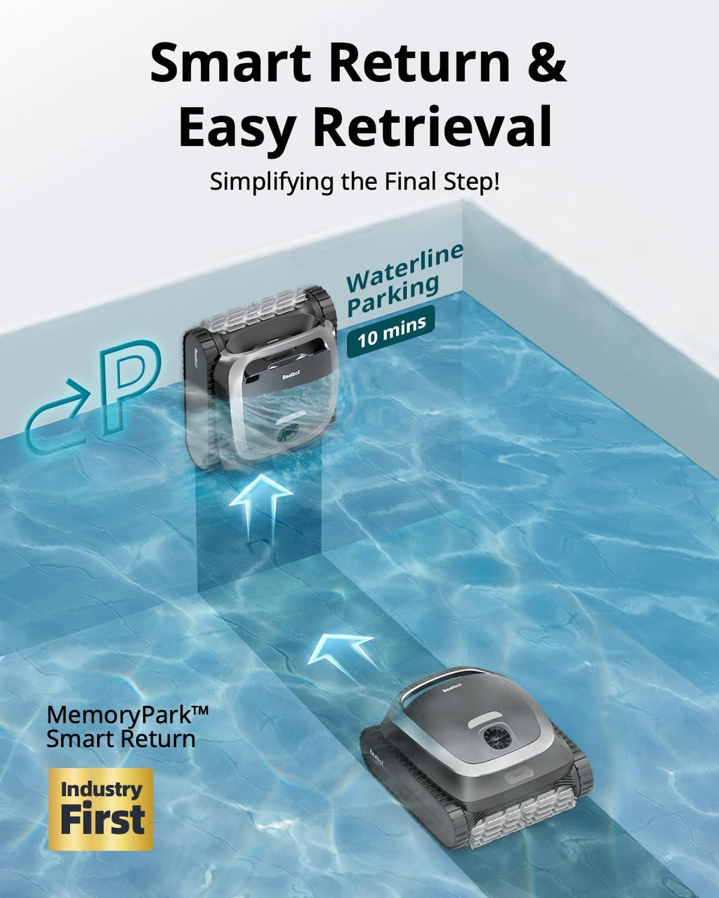 (2026 Upgrade) Beatbot AquaSense Cordless Robotic Pool Vacuum Cleaner - Intelligent Path Opimization, Cleans Floor, Walls, and Waterline - Suitable for Above & In-Ground Pools up to 2,260 sq.ft.