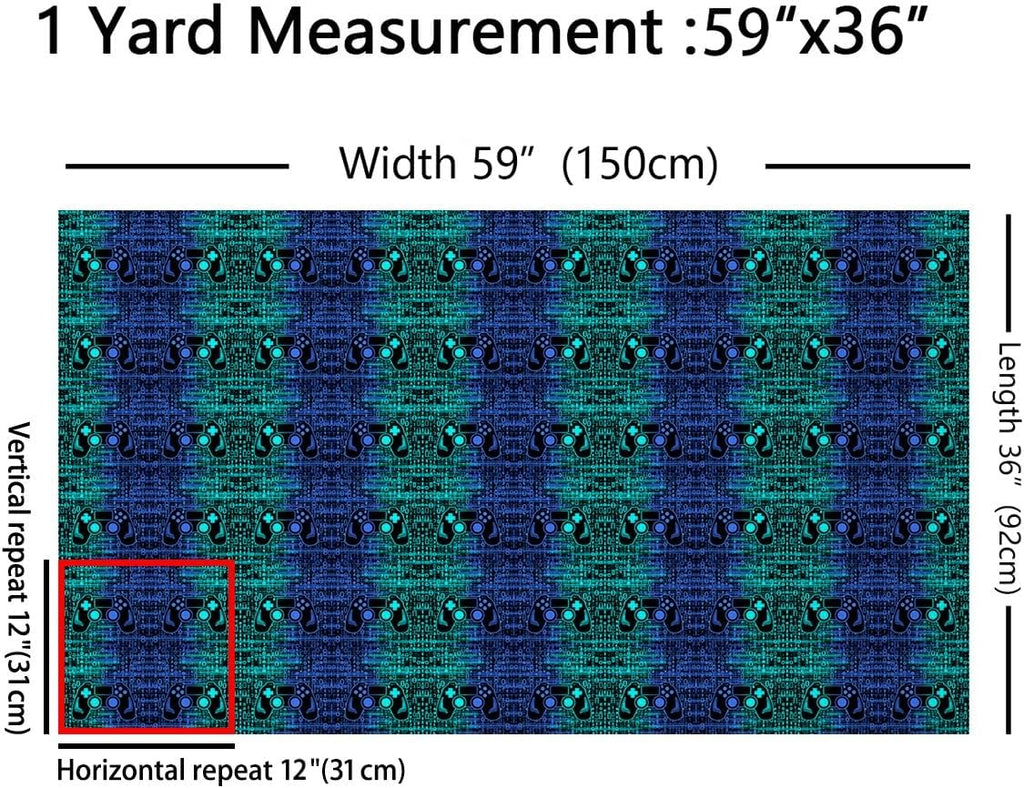 Feelyou Gamer Fabric By The Yard 10 Yards Kids Gaming Decorative Soft Flannel Fabric for Boys Gamegamepad Upholstery for Chairs Modern Game Console Controller Green Blue