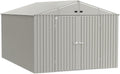 Arrow Shed Elite 10' x 14' Tall Outdoor Steel Storage Shed with High Gable and Lockable Doors Storage Building, Cool Grey
