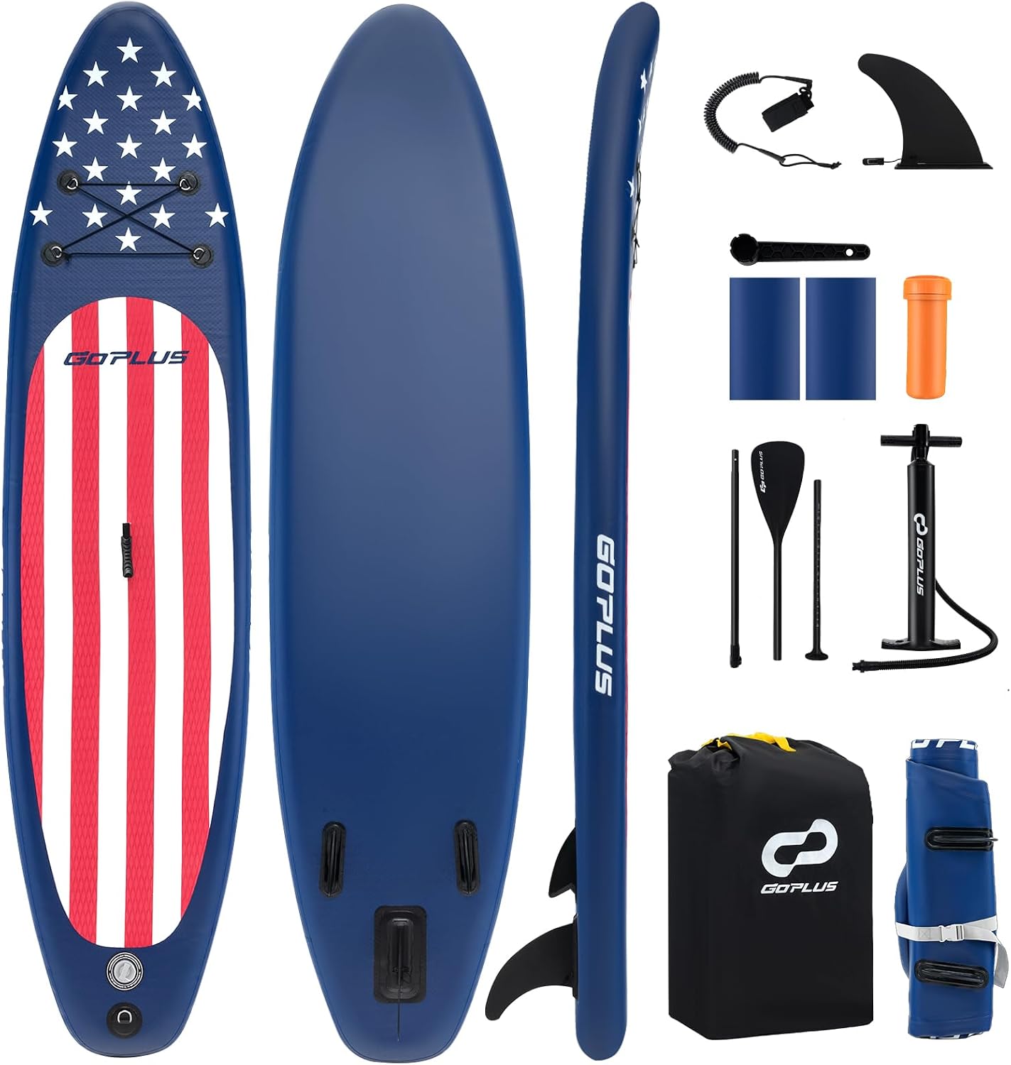 Goplus Inflatable Stand Up Paddle Board, 10FT/10.5FT/11FT SUP with Accessory Pack, Adjustable Paddle, Carry Bag, Fin, Hand Pump, Leash, Repair Kit
