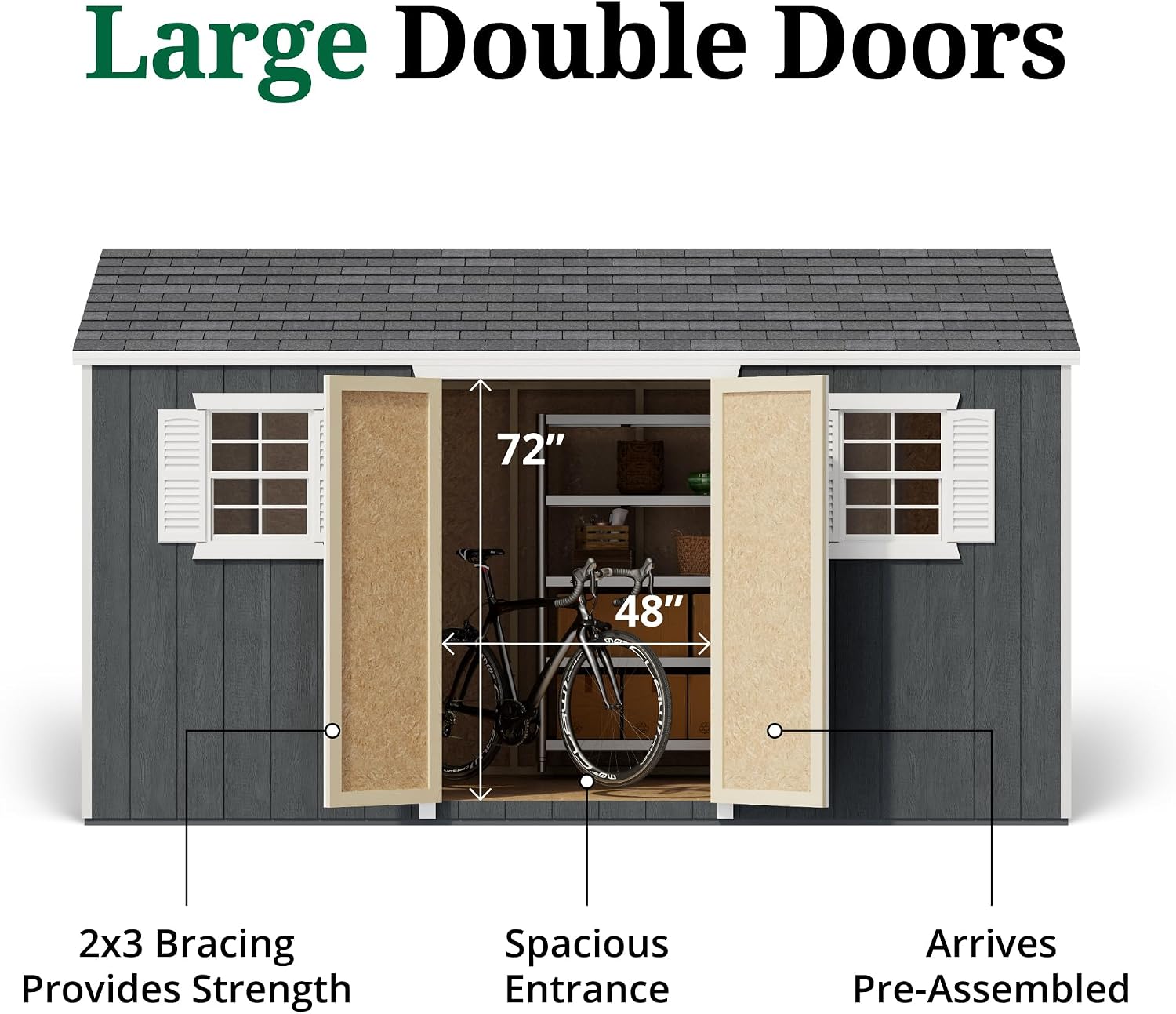 Little Cottage Co. 8x14 Value Workshop Shed with Operable Windows and Floor, Outdoor Wood Storage Do-It-Yourself Precut Kit