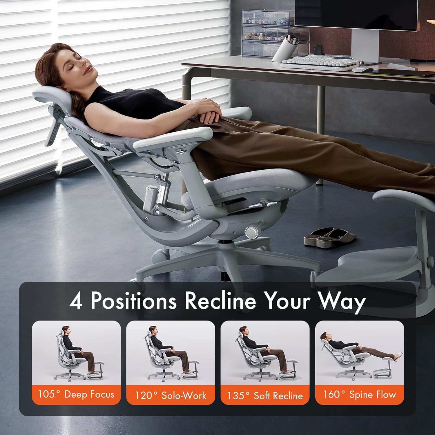 LiberNovo Dynamic Ergonomic Desk Chair + StepSync Footrest Bundle - Comfy Home Office Chair with Adaptive Lumbar Support, 160° Recline & Built-in Spine Stretch, Green+45cm