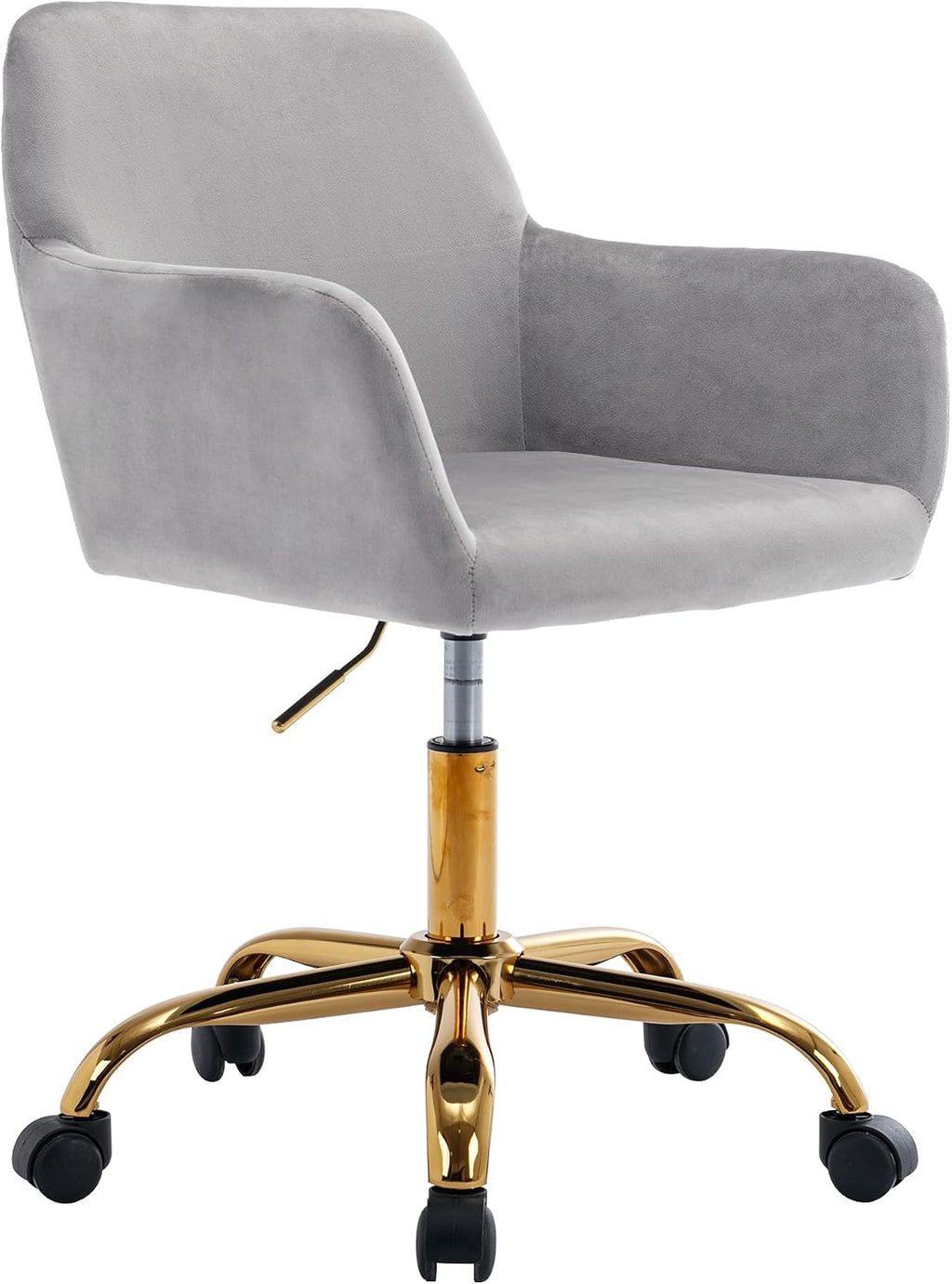 KCC Velvet Office Desk Chair, Comfy Swivel Modern Leisure Armchair with Wheels, Upholstered Comfy Velvet Fabric Makeup Chair Height Adjustable for Teens Women Girls Elegant Home Office, Gray