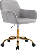 KCC Velvet Office Desk Chair, Comfy Swivel Modern Leisure Armchair with Wheels, Upholstered Comfy Velvet Fabric Makeup Chair Height Adjustable for Teens Women Girls Elegant Home Office, Gray