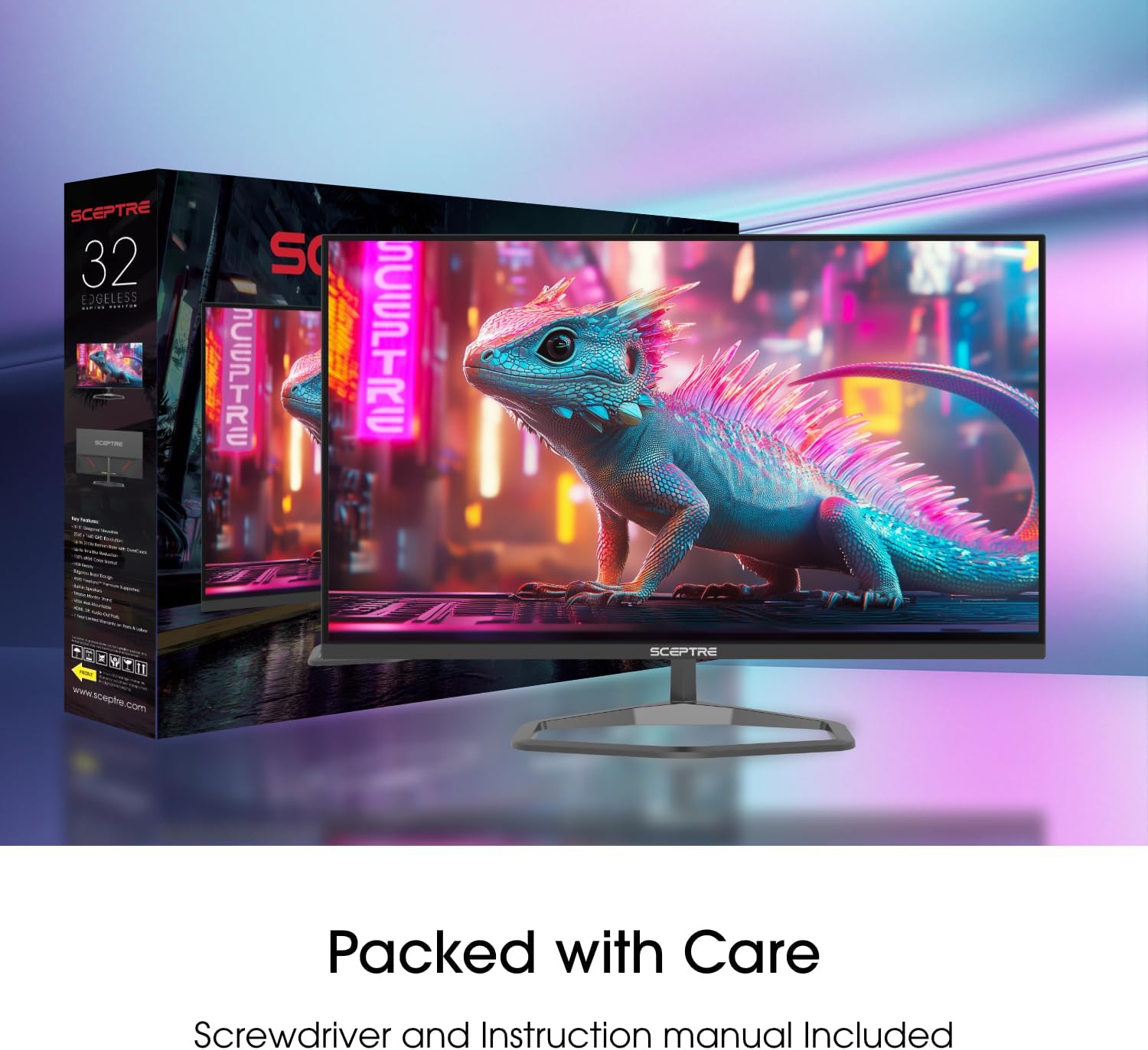 Sceptre New 32-inch 2K QHD Prime Gaming Monitor 2560 x 1440 up to 210Hz sRGB 115% 1ms DisplayPort HDMI Type-C Build-in Speakers, Machine Black 2026 ((E325B-QW200D Series)