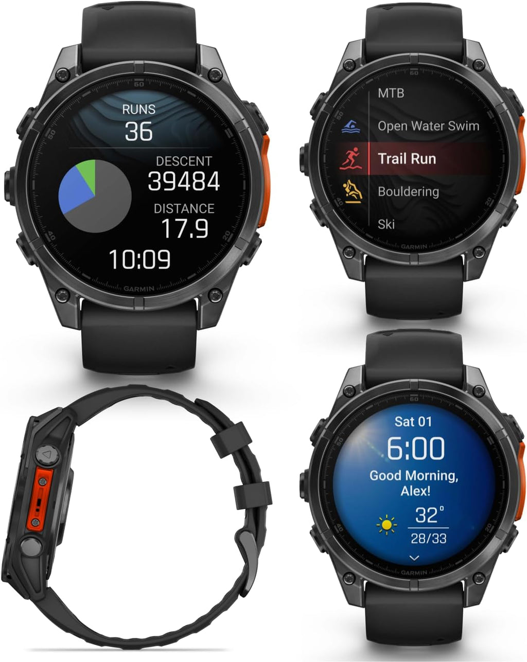 Garmin Fenix 8 – 47 mm, AMOLED Multisport GPS Smartwatch, Slate Gray with Black Silicone Band, Built-in LED Flashlight Black Earbuds Bundle