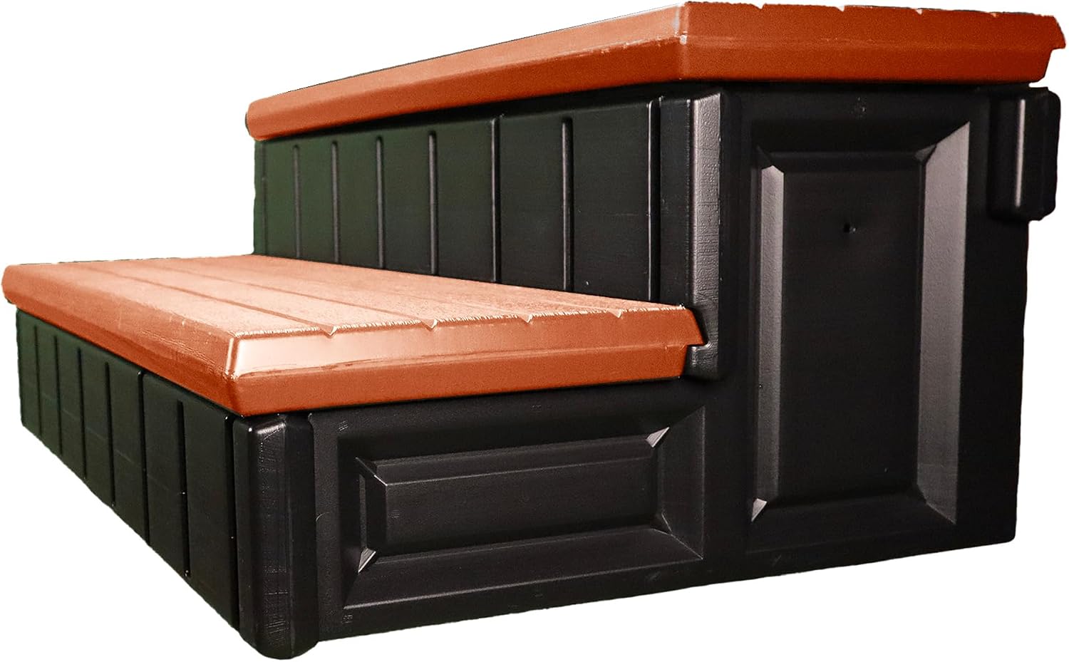 Confer Plastics Two Tier 36' Wide Storage Hot Tub Step: Durable, Multi-Functional, Non-Skid Spa Steps, Easy Installation, Sturdy, Long Lasting Upgrade to Your Space. Proudly Made in USA. - Redwood