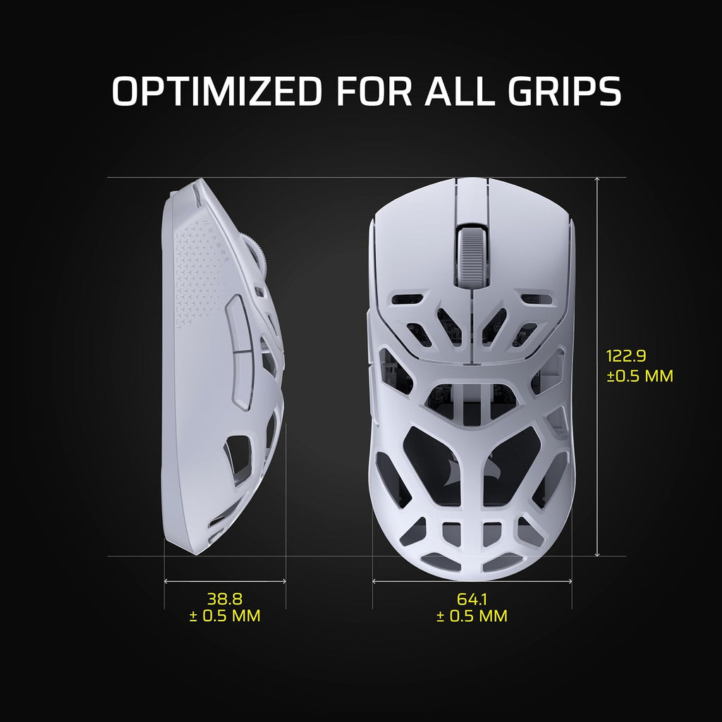 Corsair Sabre v2 PRO Wireless MG FPS Gaming Mouse – 33,000 DPI Marksman S Sensor, 8,000Hz Hyper-Polling, Durable Magnesium, Lightweight, Up to 120hr Battery – White