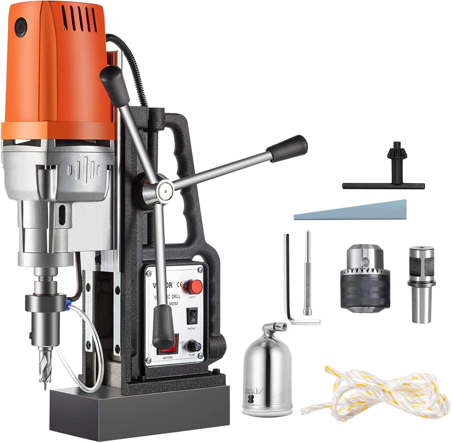VEVOR 1680W MD50 Magnetic Drill 300 RPM Spindle Speed Electric Magnetic Drilling System with 2 Inch Boring Diameter and 2900 LBS Magnet Force