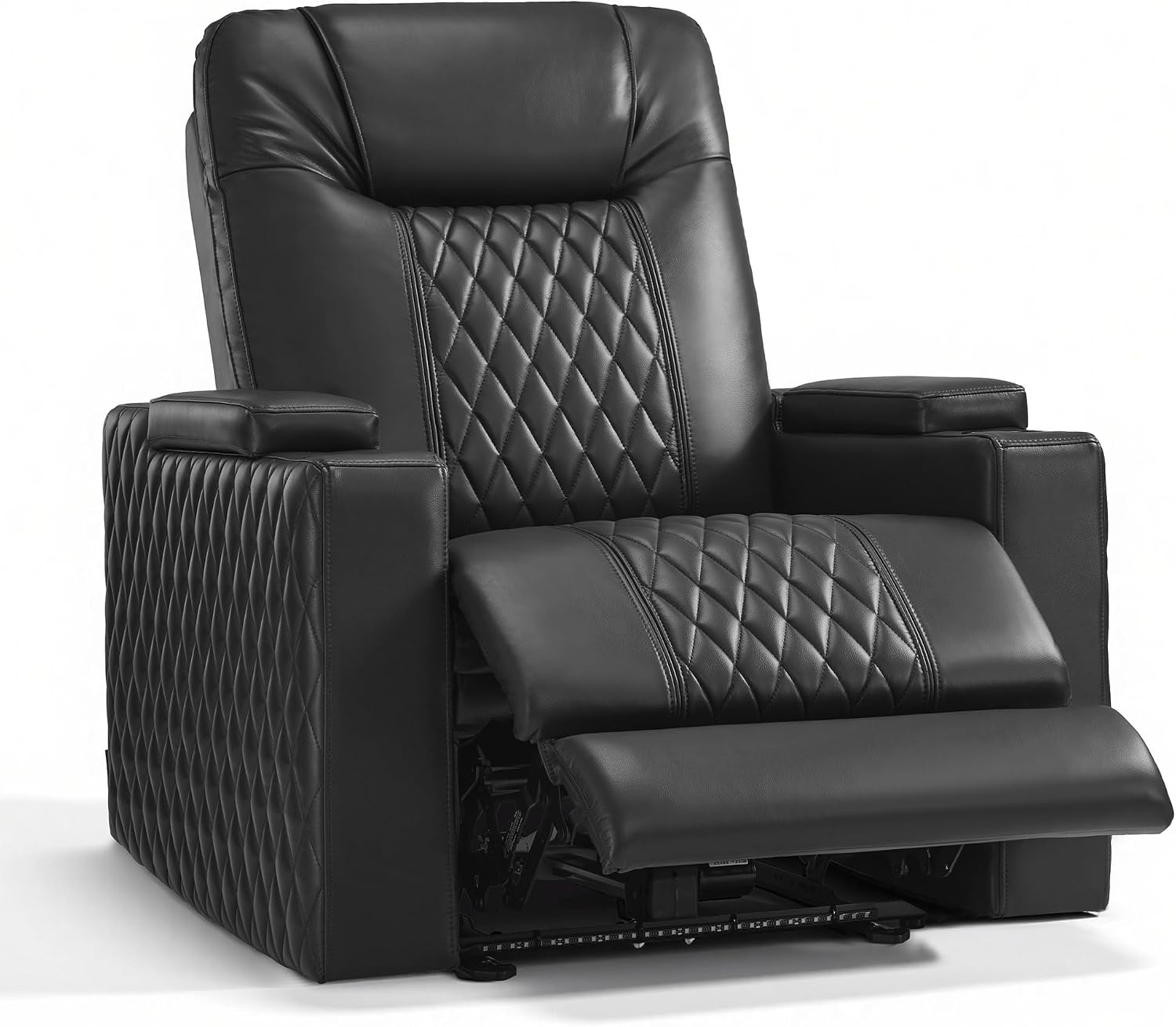 MCombo Oversized Power Recliner Chair with Adjustable Headrest & LED Light for Adults, Zero Gravity Recliner with USB & Type C Ports, Cup Holders for Living Room & Home Theater, Faux Leather HTS401