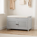 WARMHONIU Shoe Storage Bench with Lift Top Storage, Entryway Bench with Cushioned Seat, Adjustable Shelf, 2 Tier Shoe Rack with Doors for Entryway, Bedroom, Hallway, Mudroom, Grey