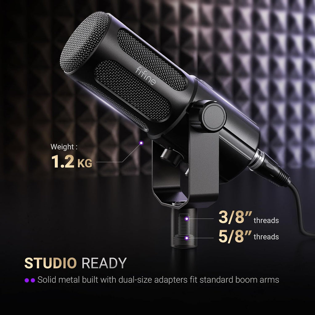 FIFINE Podcast Microphone, USB/XLR Vocal Dynamic Microphone for Streaming, Recording, Broadcast, Content Creator, Studio Microphone for PC with Mute Button, Headphone Monitoring-AmpliTank TANK6