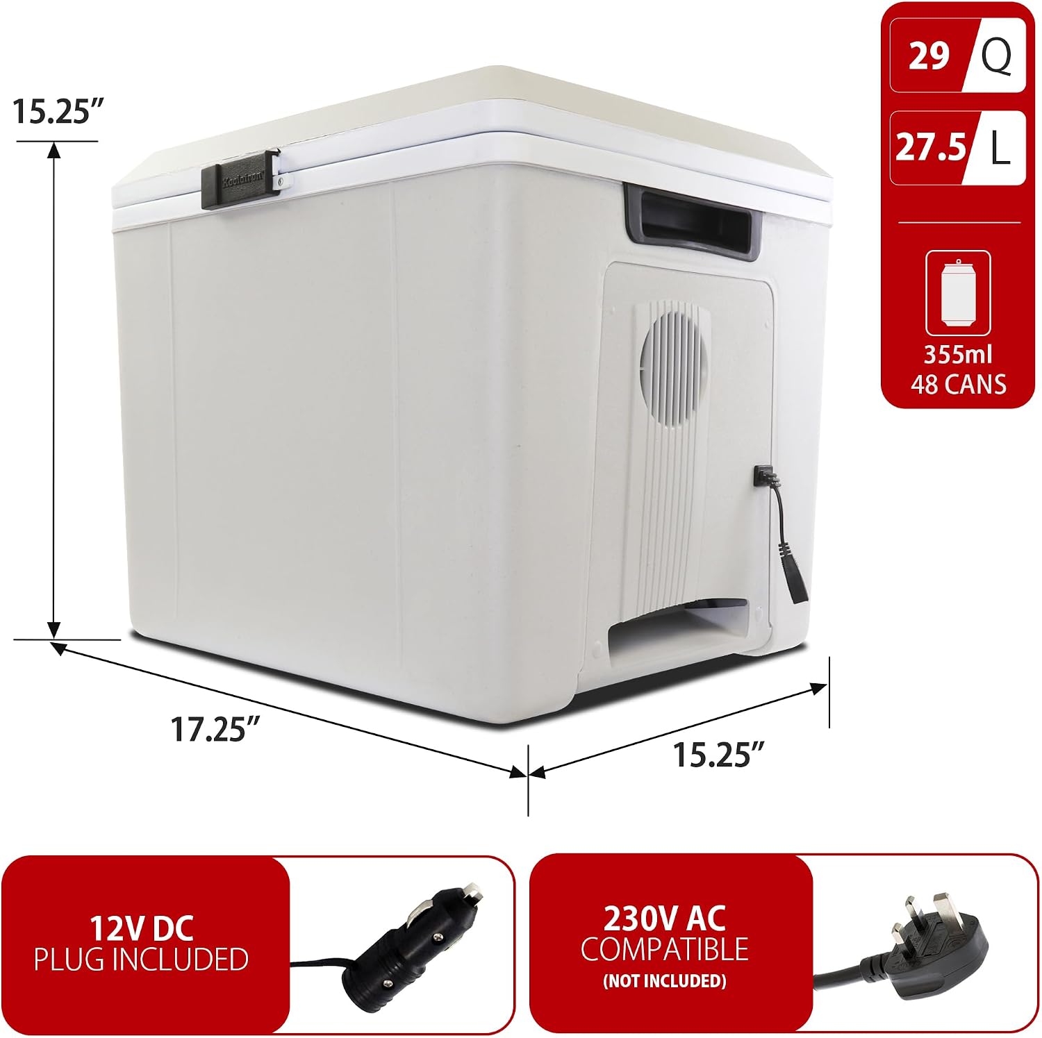 Koolatron 12V Iceless Cooler & Warmer – Portable Electric Cooler / Nevera Portátil Eléctrica for Car Truck Camper Boat, Hard Sided Mini Fridge for Camping Picnic Travel Lunch Food Drinks Office 29 qt