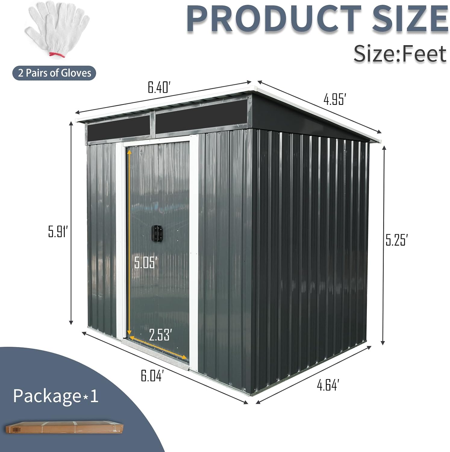 KEIKI 6x5 FT Outdoor Metal Storage Shed with Sloped Roof,Air Vents and Lockable Door for Garden Yard Lawn