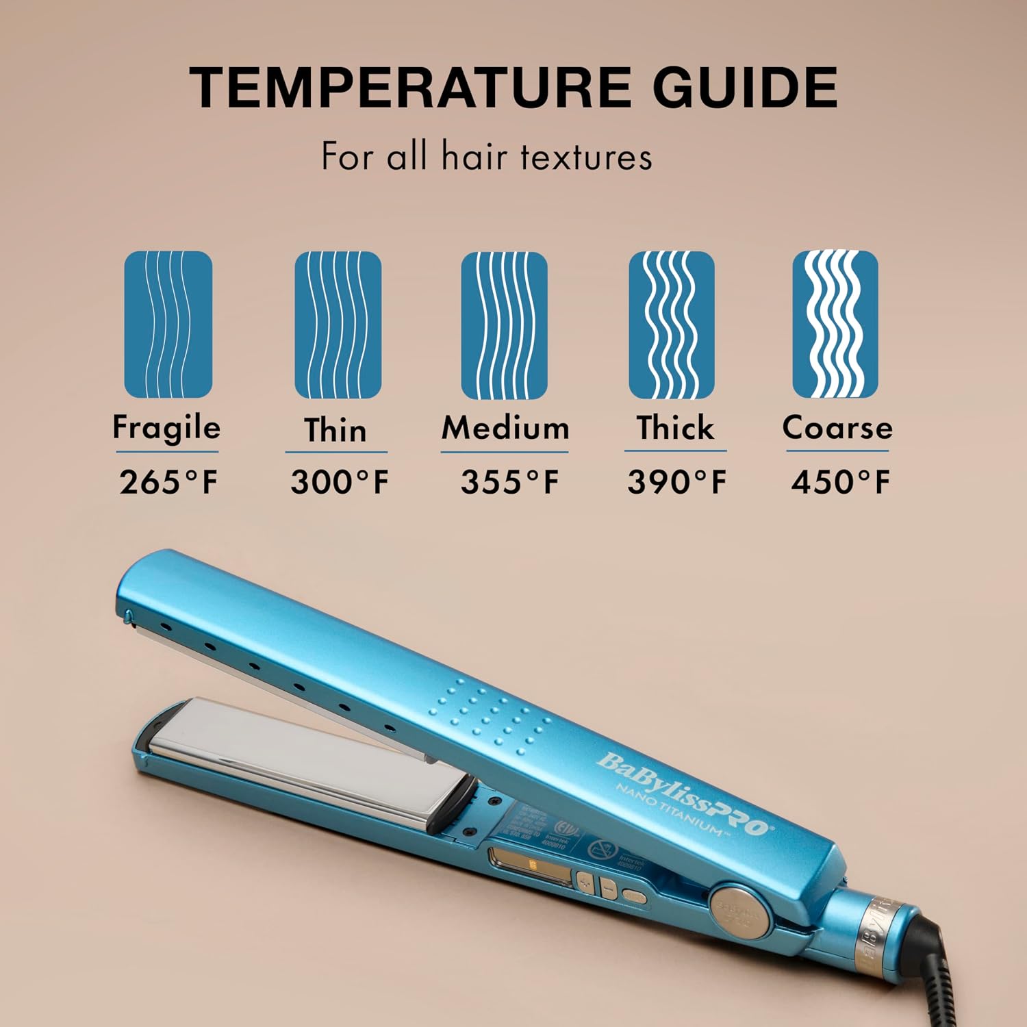 BabylissPRO Nano Titanium Ionic Hair Straightener, Professional Flat Iron for All Hair Types