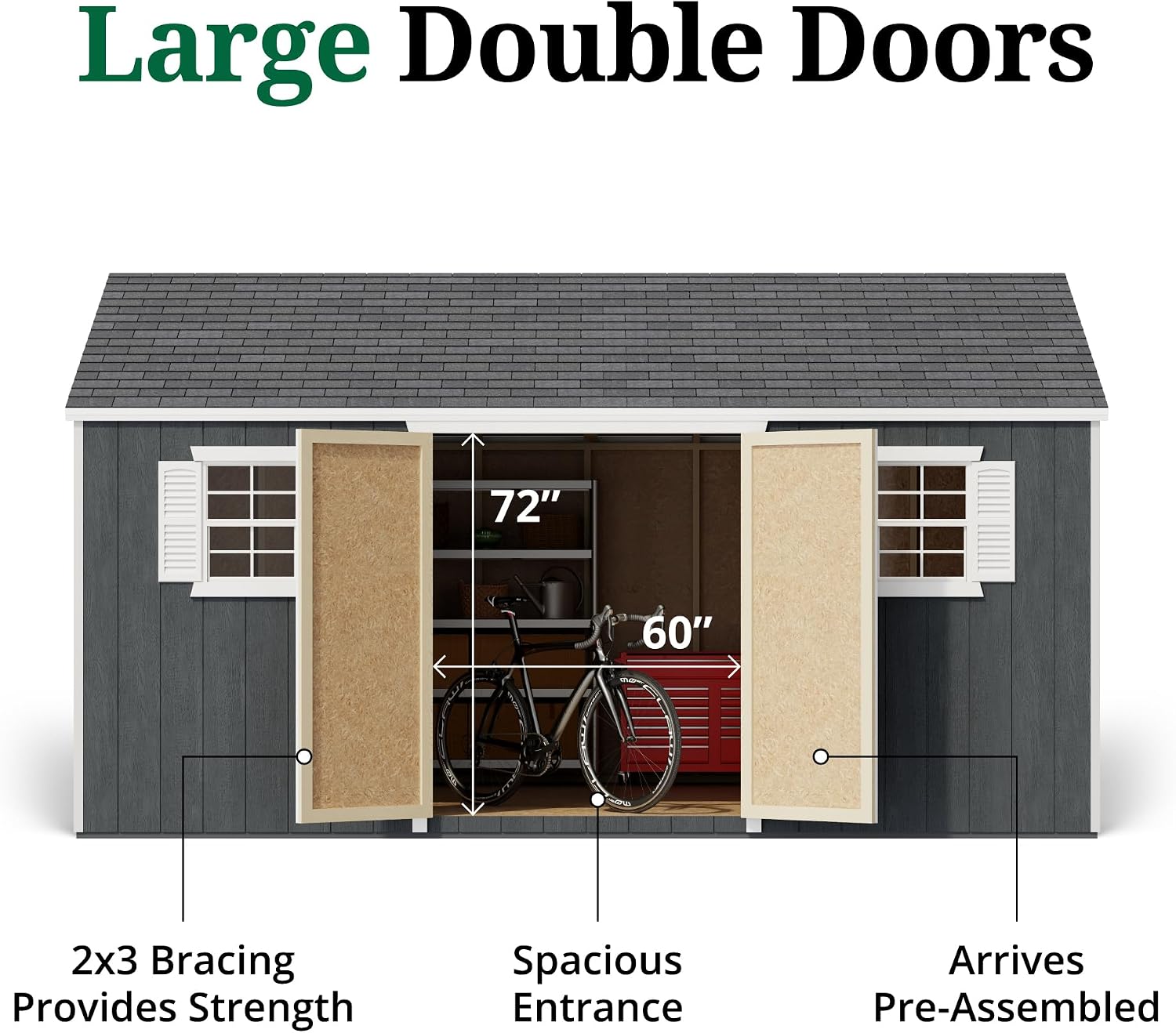 Little Cottage Co. 12x16 Value Workshop Shed with Operable Windows and Floor, Outdoor Wood Storage Do-It-Yourself Precut Kit
