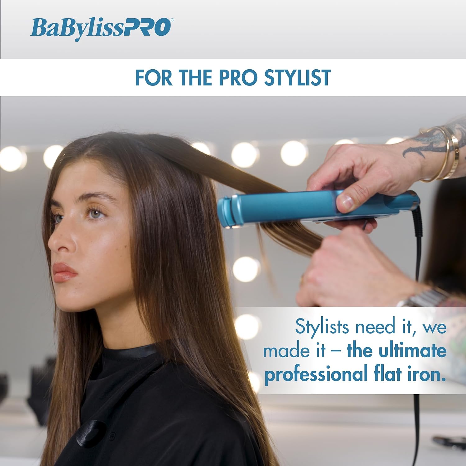 BabylissPRO Nano Titanium Ionic Hair Straightener, Professional Flat Iron for All Hair Types