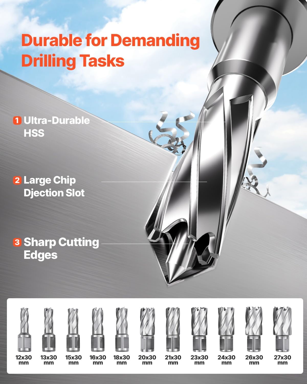 VEVOR Magnetic Drill, 1400W Motor 1.6 in Boring Diameter, 2810 lbf Portable Electric Mag Drill Press, with 11 Coring Bits, 800 RPM Speed, Drilling Machine for Metal Surface, Home Improvement Industry