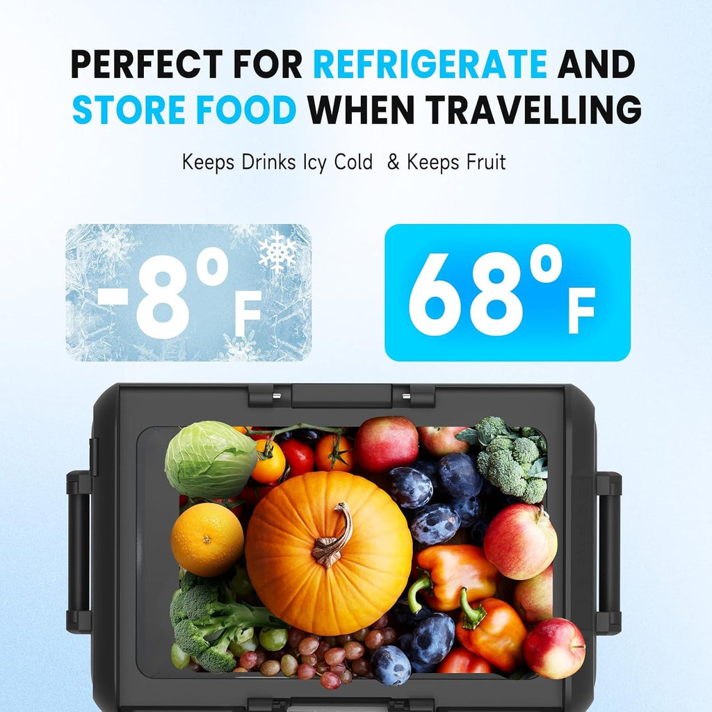 AS 50L/45QT Car Refrigerator, 12 Volt Portable Freezer Fridge, Car Compressor Refrigerator with 12/24V DC & 110-240V AC for Truck, RV, Boat, Camping and Travel
