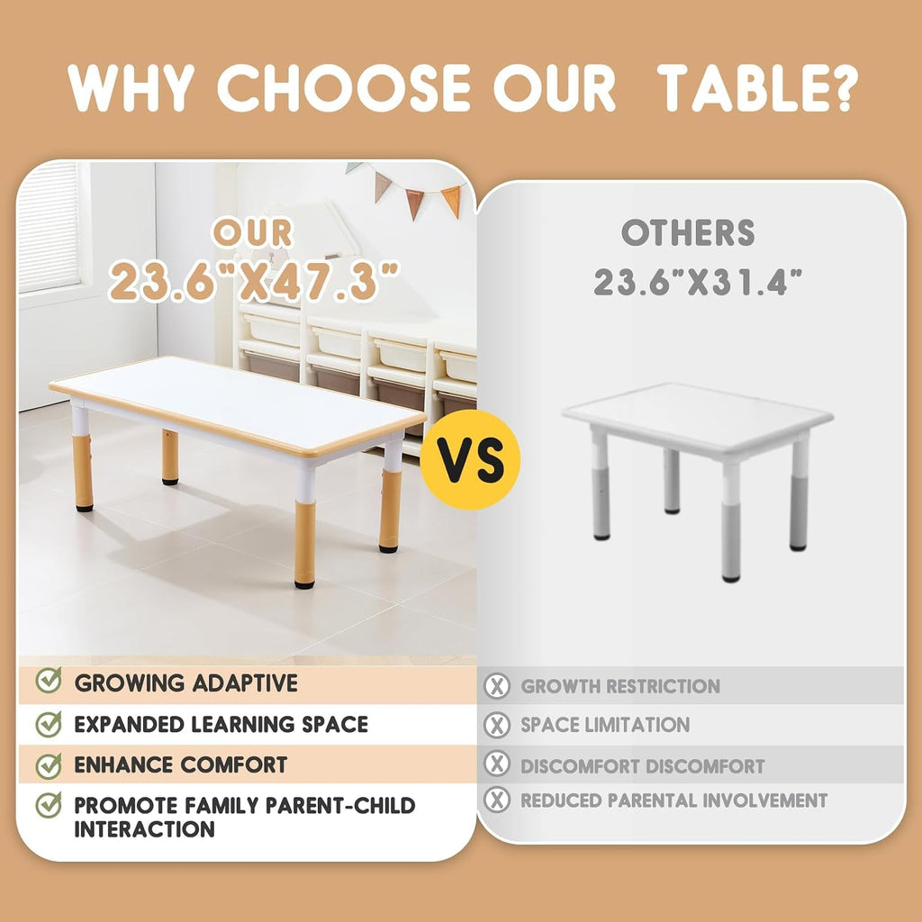 Kids Table and Chair Set for Toddlers - Adjustable Activity Center with Non-Slip Legs & Graffiti-Proof Surface Ages 3-12