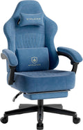GTPLAYER Big and Tall Gaming Chair with Footrest, Extra Wide Seat Video Game Chairs for Adults - Padded High Back Ergonomic Reclining Silla Gamer, Linkage Armrest, Ace Pro, Blue【Velvet】 (Oversized)