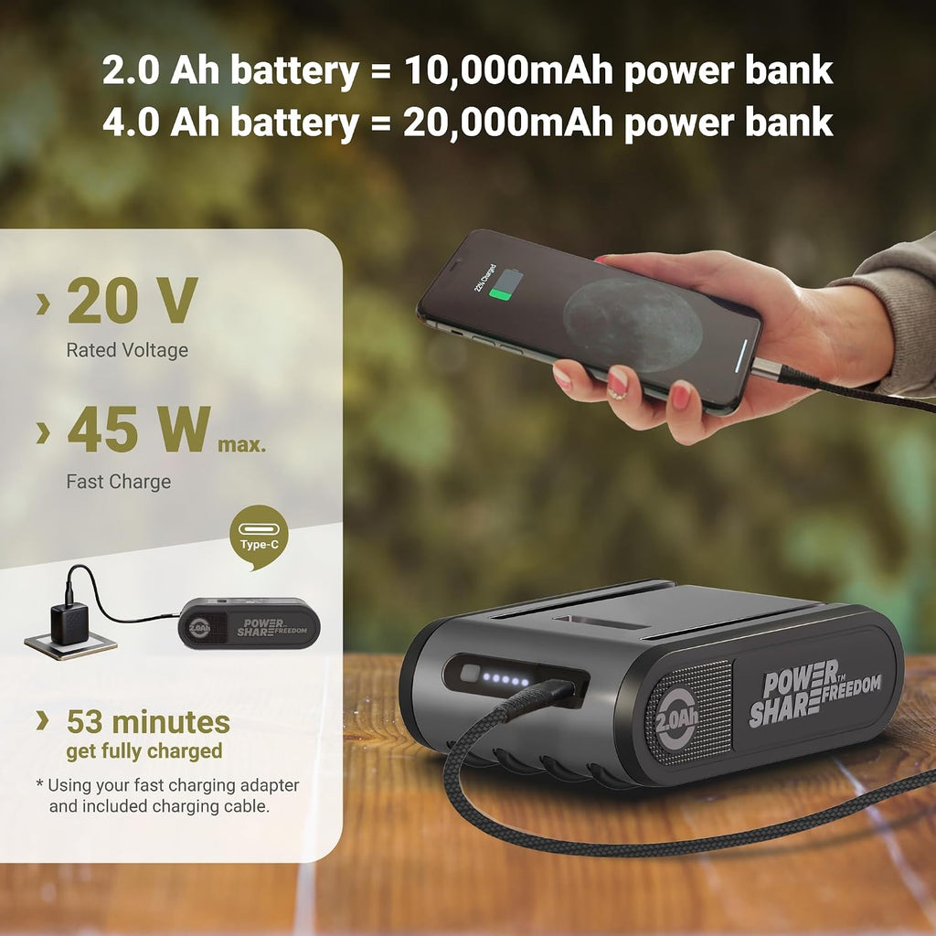 EXIT 20V Outdoor mini refrigerator EX100, battery powered electric cooler -4°F to 68°F, 12/24V DC 100~240 Volt AC for Outside Camping, Tailgating, Includes two Replaceable 4.0 Ah Batteries