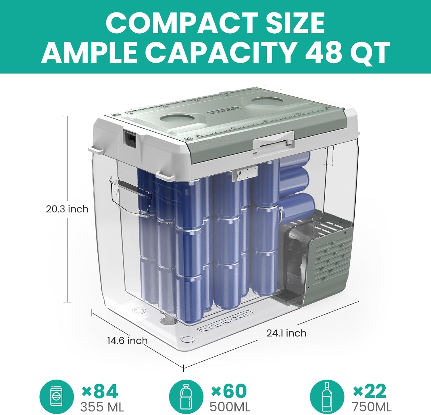 Alpicool GC50 Electric Cooler for Car Refrigerator 12 Volt Car Camping Fridge 48 Quart Portable Freezer for Truck SUV RV Van Camper, Boat Travel,-4~68°F