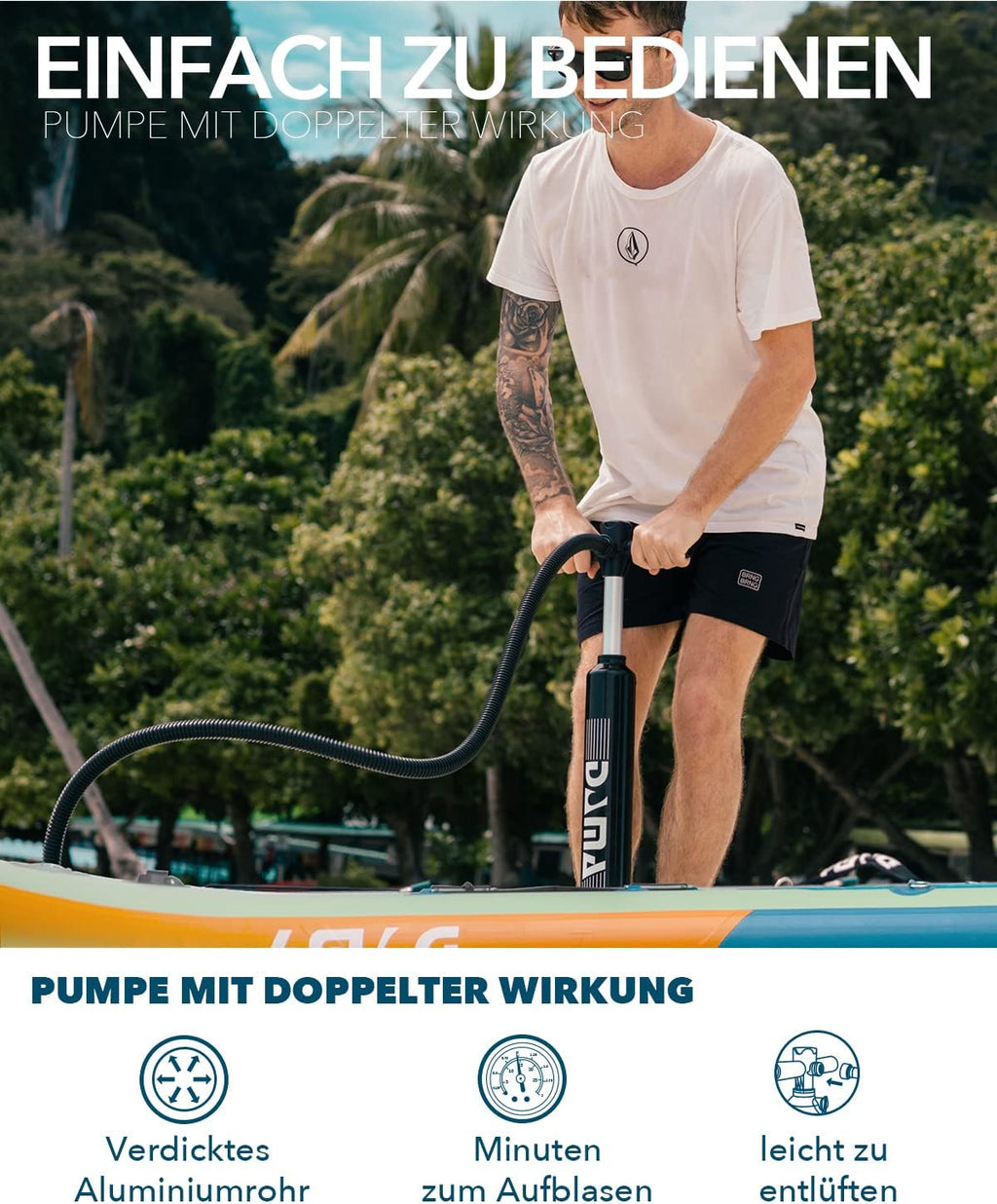 DAMA Inflatable Stand Up Paddle Boards for Adults w/Sup Board Accessories Hand Pump 4pcs Kayak Floating Paddle | Wide Stance, Bottom Fin Paddling Surf Control