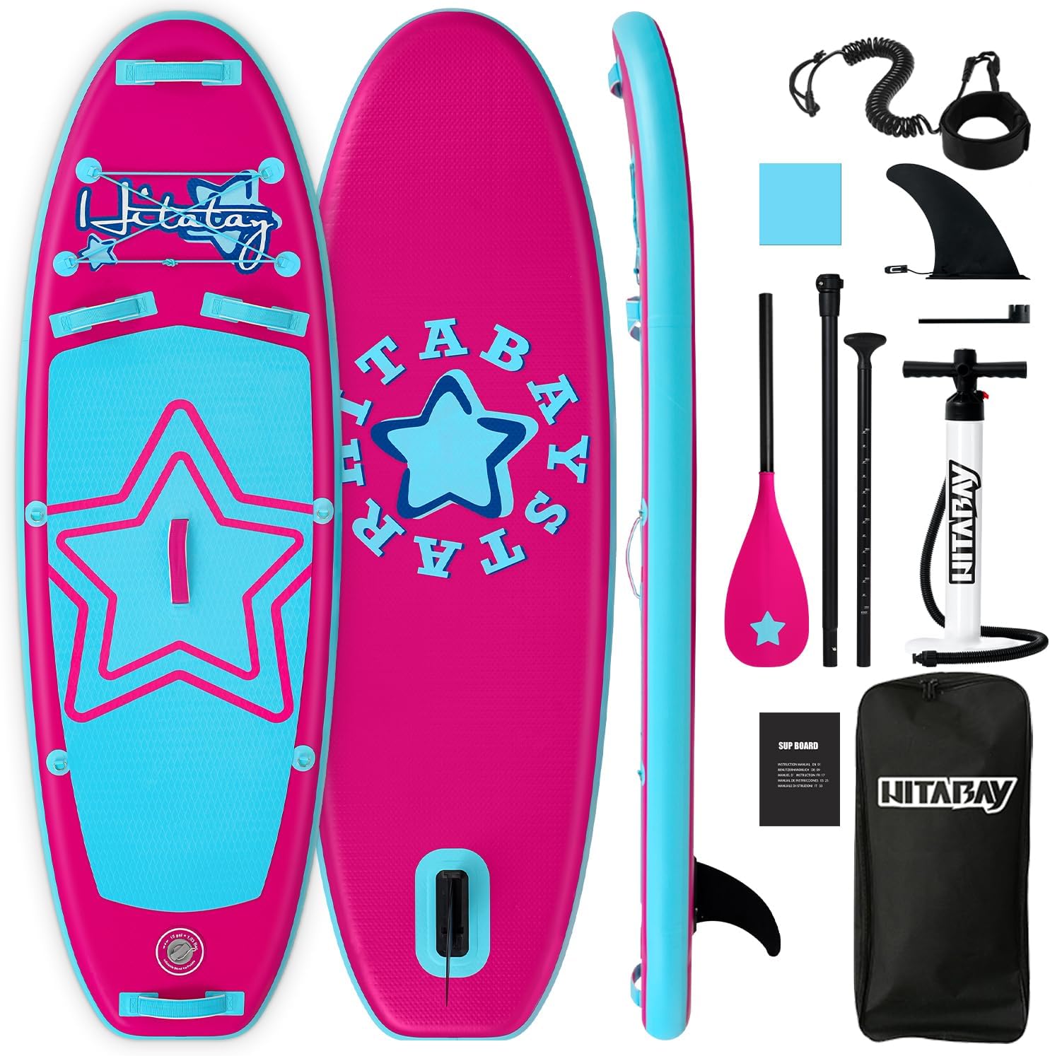 Kids Paddle Board with SUP Accessories, Child Paddle Board Durable, Lightweight, Stable Design, Wide Non-Slip Deck, 7ft 7.6ft 8ft 9.6ft Inflatable Paddle Boards for Kids & Youth